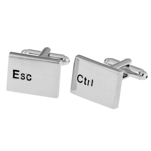Silver Computer Laptop Ctrl Esc Keyboard Button Cufflinks Mens Cuff Li 2