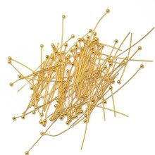 100pcs Gold Plated Ball Head Pins 1.18 Inch Length 0.5mm For Jewlery M