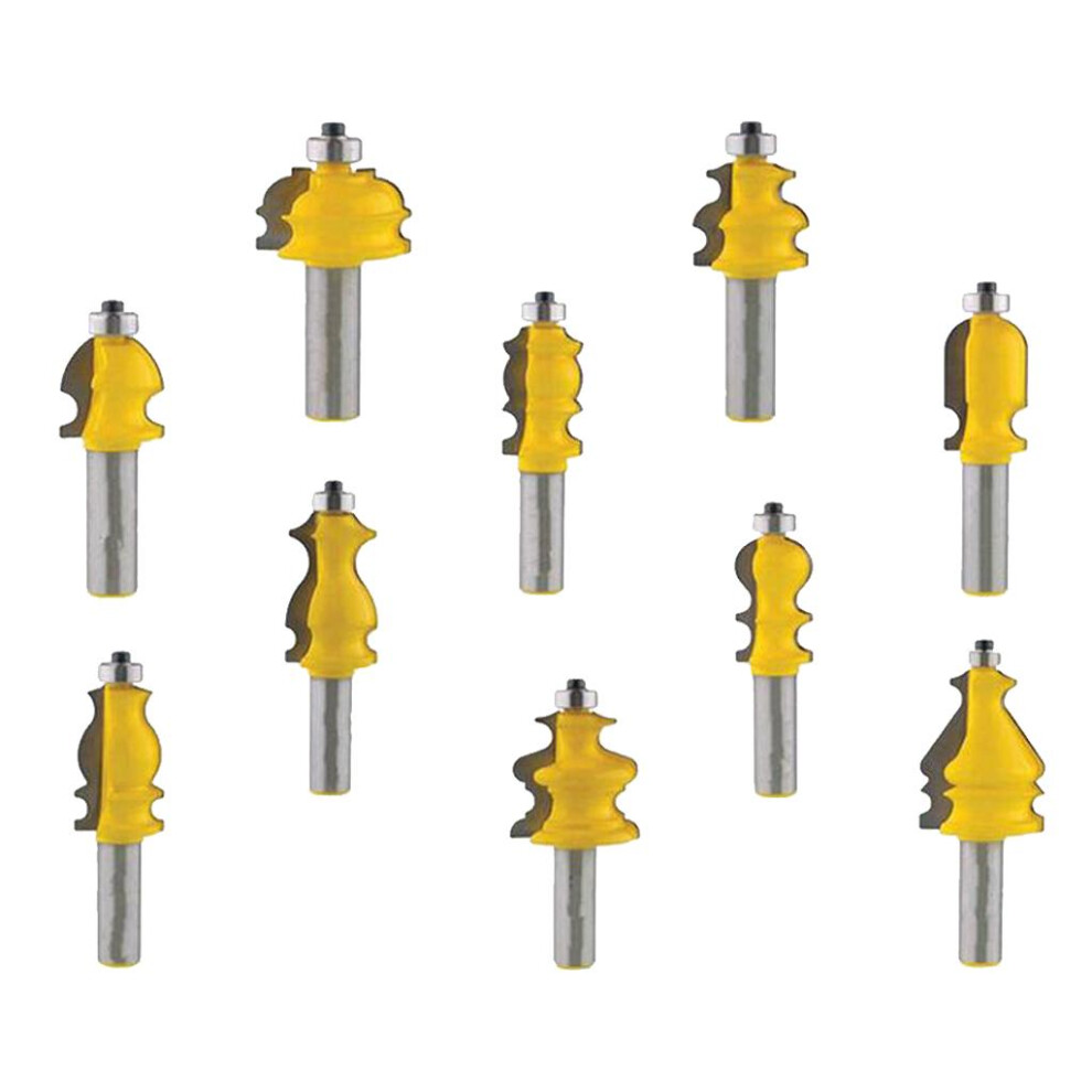 10Pcs 1/2'' Shank Rail & Stile Router Bit Set Chisel Cutter Ogee Moldi 6901423001398