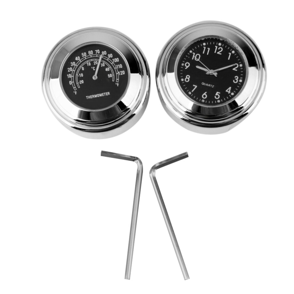 7/8"-1" Handlebar Clock Temp Thermometer For Yamaha Black 6901423001121