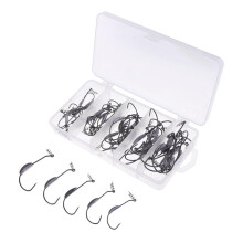 50pcs Weighted Superline Spring Hook & Twistlock Lead Head Jig Fishing