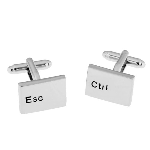 Silver Computer Laptop Ctrl Esc Keyboard Button Cufflinks Mens Cuff Li