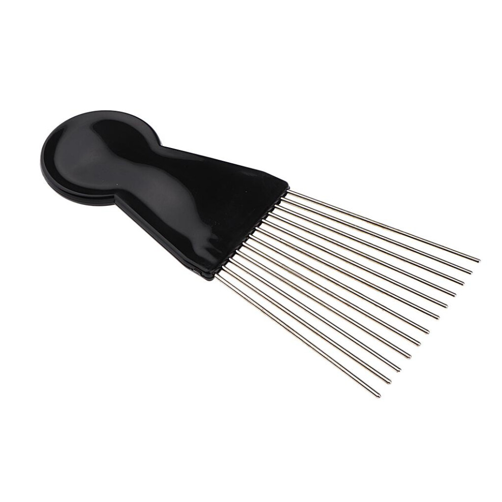 Unisex Black Salon Metal Lift Afro Hair Pick Comb Brush Hairdressing Styling Tools