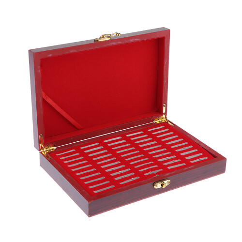 Wooden Display Case Storage for 50 Coins 27mm 2