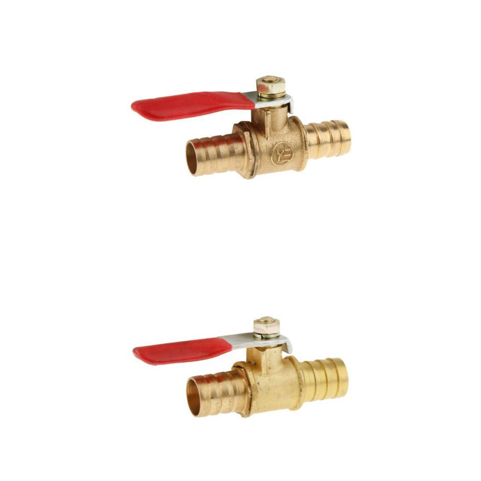 2Pcs 1/4'' Brass Ball Valve Shut-Off Drain Cock Fluid Full Port Red Ha 6901423001770
