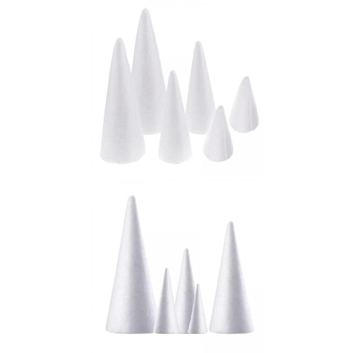 11pcs 7-25cm Styrofoam Foam Cones Polystyrene for Crafts DIY Projects