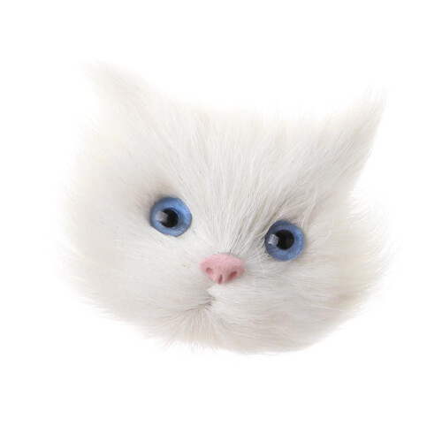 Simulation Cat Head Cute Animal Model Plastic White Cat Brooch DIY Acc 1