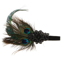 Vintage Lady Peacock Feather Applique Forehead Headband Headpiece Cost