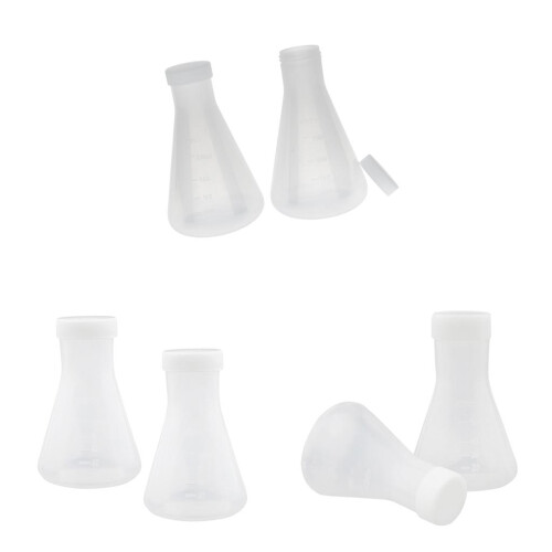 2 Pcs Lab Plastic Conical Flask Erlenmeyer 100mL 50mL 250ml