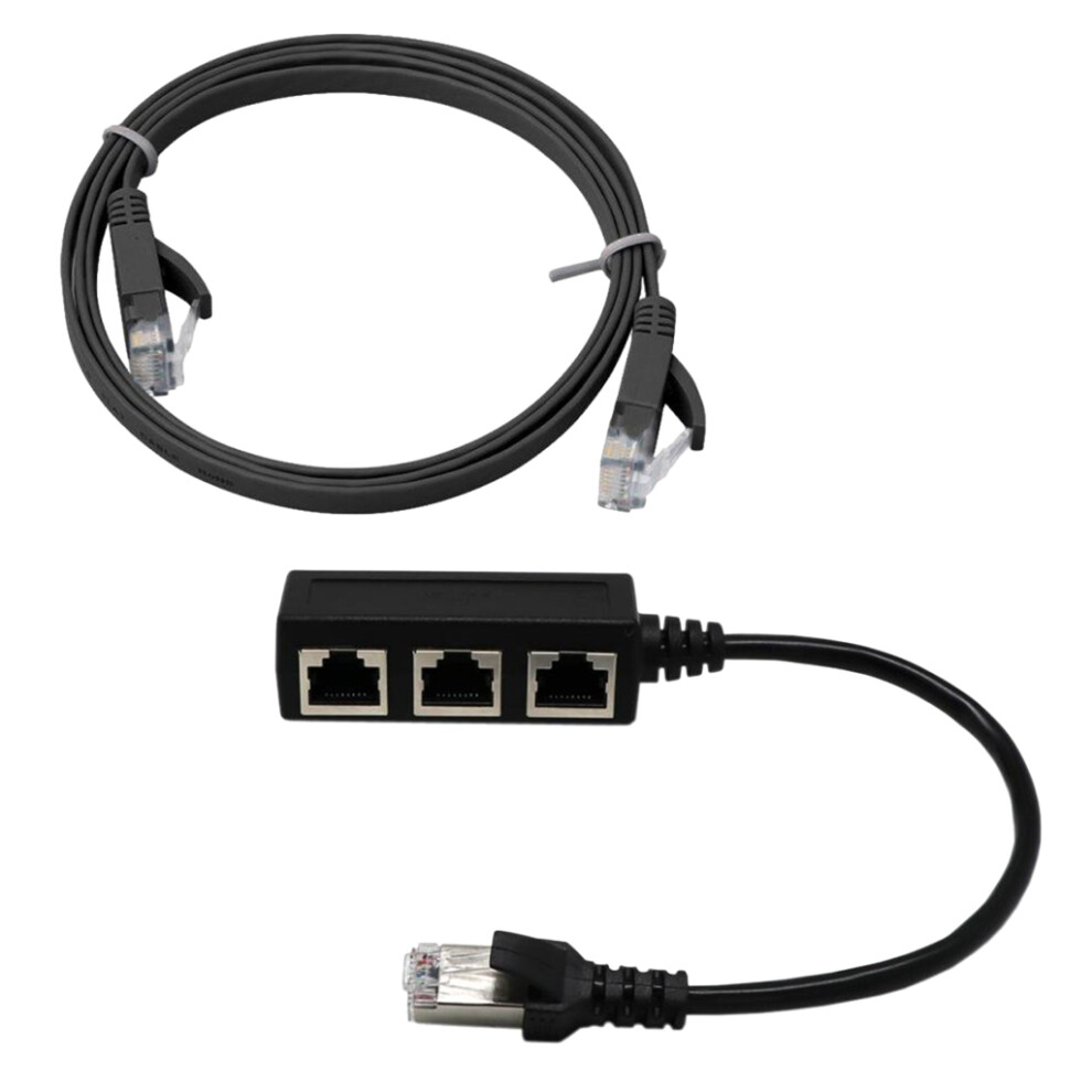 Male To 3 Female Port Network Extender Cable Splitter& Cat 6 Cable Gold 6901423009950