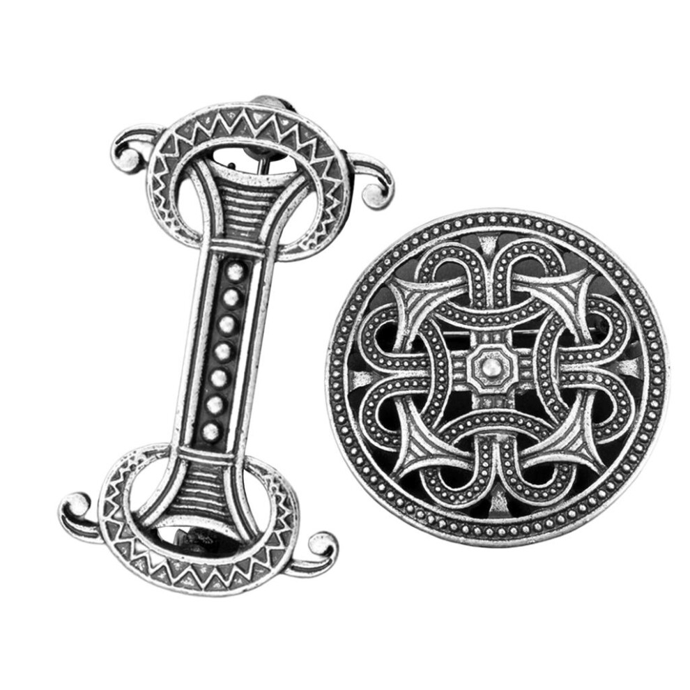2x Vintage Medieval Viking Norse Brooch Cloak Coat Shawl Collar Jewelr