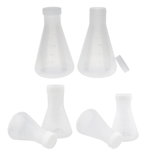 2 Pcs Lab Plastic Conical Flask Erlenmeyer 100mL 50mL 250ml 2