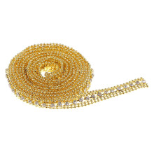 1 Yard Gold Crystal Bead Rhinestone Ribbon Trim Chain for Sewing Craft