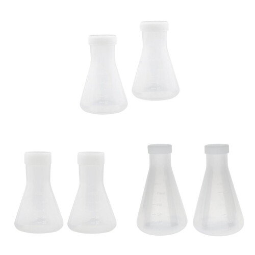 2 Pcs Lab Plastic Conical Flask Erlenmeyer 100mL 50mL 250ml 1