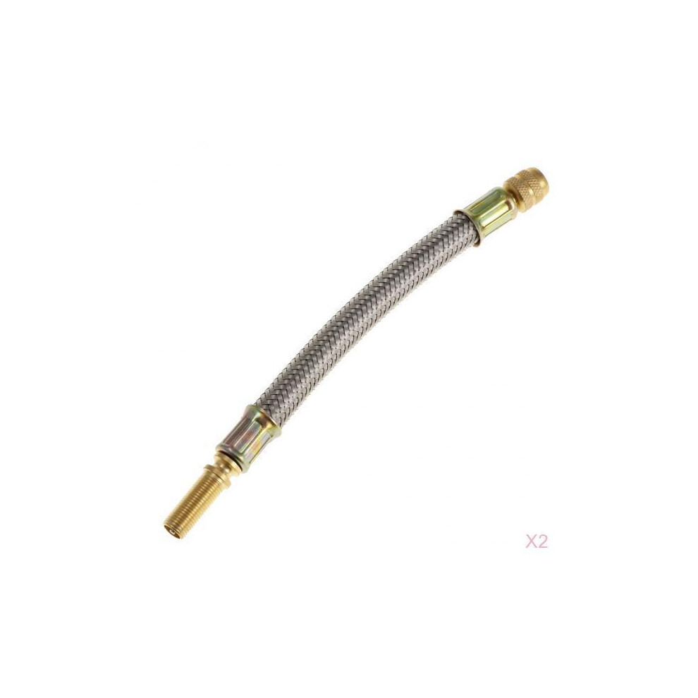 2X Flexible Braided Stainless Steel Tyre Valve Stem Extension Adapter 6901423013414
