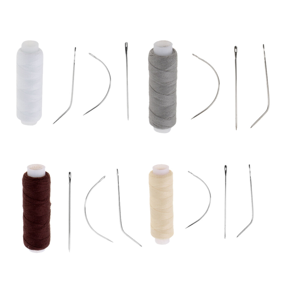 Unisex 4 Set Hair Sewing Weaving Thread Needles Kit For Hair Extentions Weft