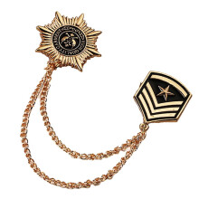 Retro Alloy Chain Brooch Pins Anise Star Shield Army Badge Mens Acces