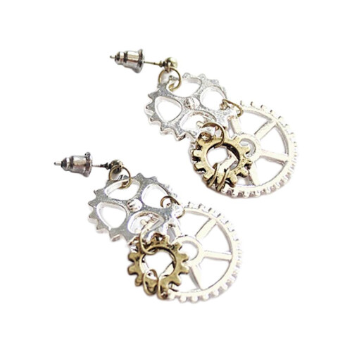 Steampunk Rock Stud Earrings Asymmetric Dangle Ear Studs Charms Weddin 2