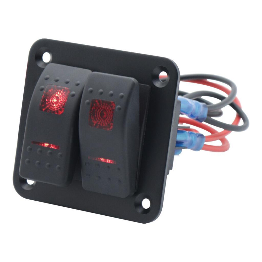 12V 24V 2 Gang Rocker Switch Panel Backlit Led 5 Pin For Vehicles Red 6901423015005