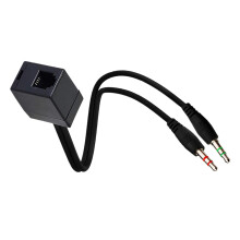 Professional RJ9 4P4C Female to Dual 3.5mm Male Adapter Cable Converte