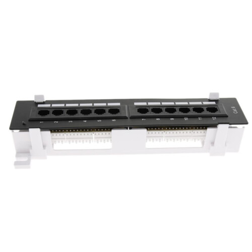 12-Port Cat5e/6 Unshielded Wallmount Network Patch Panel 10inch 2