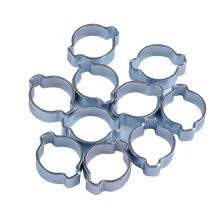 15-18MM DOUBLE EAR CLIPS ,O CLAMP ,ZINC PLATED STEEL ,10 PACK
