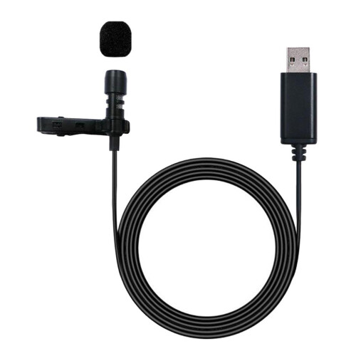 USB External Microphone W/ Collar Clip Mic & Cable for Smartphone Lapt 2