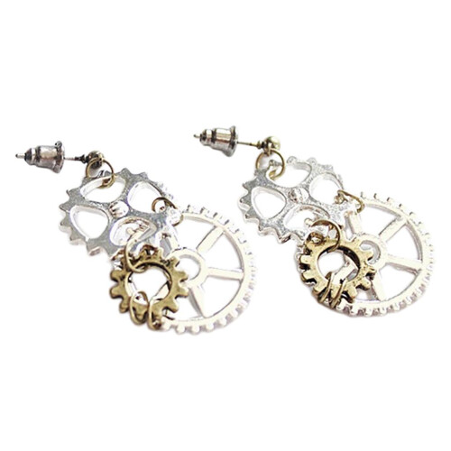Steampunk Rock Stud Earrings Asymmetric Dangle Ear Studs Charms Weddin 1