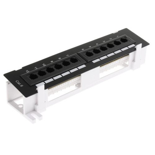 12-Port Cat5e/6 Unshielded Wallmount Network Patch Panel 10inch 1