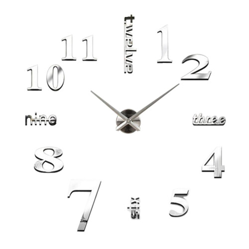 Wall Clock DIY 3D Modern Mirror Surface Sticker Home Office Decoration