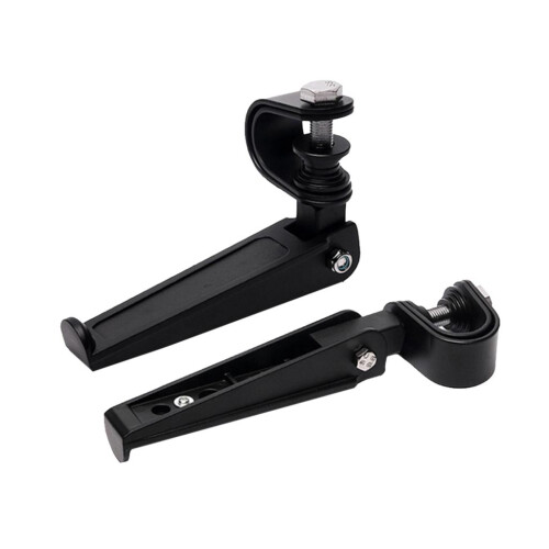 Pair Black Universal Motorcycle Foot Pegs Bracket Folding Engine Crash 2