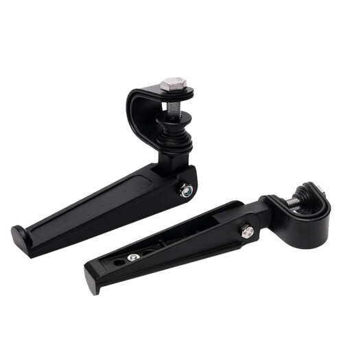 Pair Black Universal Motorcycle Foot Pegs Bracket Folding Engine Crash 1