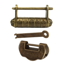 Vintage Chinese Style Antique Padlock Lock Key and Password Padlock Lo