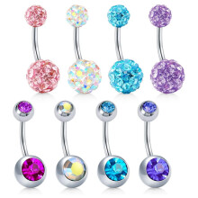 Joyería para piercings sin níquel, barra curva de acero quirúrgico con acabado pulido brillante y gemas de cristal, pendientes hipoalergénicos