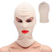 BDSM Head Mask Elastic Fabric Hood With Eyes And Mouth Openings Nostrils Closed For Couples Beginners