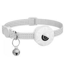 Adjustable Dog Collar With Silicone Holder for Air Tag Reflective Strip, Bell AntiDrop Design, Luminous For Night Walking