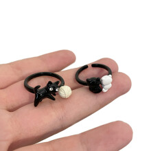 Cat Open Rings Cartoon Finger Rings Resin Material Party Jewelry