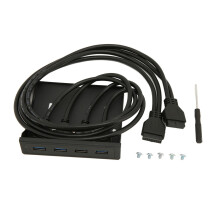 USB-Hub für die PC-Frontblende, Motherboard-Anschluss mit zwei 19-poligen USB 3.0-Pins für stabile Übertragung, Plug & Play, einfache Installation.