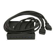 USB-Frontpanel 4x USB 3.0 19-Pin, 102x94x25mm Eisen