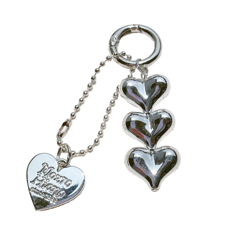 Stylish Y2k Heart Phone Pendant Cute Charm Keychain- Silver 7732000872990