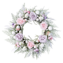 Handgefertigter, kunstvoller Frühlingskranz, florale Dekoration im rustikalen Landhausstil, ganzjährig verwendbar für drinnen und draußen