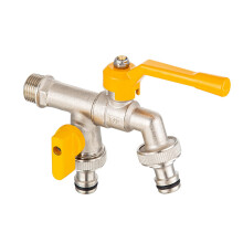 Brass Pool Faucet for Washing Machine Single Cold Tap With Two Outlets Outdoor Garden Hose Splitter Connector