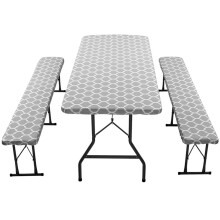 Waterproof Elastic Picnic Table Cover Set 30x72 Inch with Bench Covers, Outdoor PVC Protection