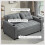 Homcom HOMCOM 2 Seater Pull Out Sofa Bed with Pockets for Living Room Charcoal Grey 6