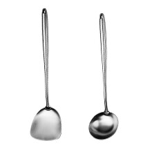 (As show, shovel - spoon) Set of 2 Heat-Resistant Wok Tools - High-Grade Stainless Steel Cooking Utensils and Wok Accessories