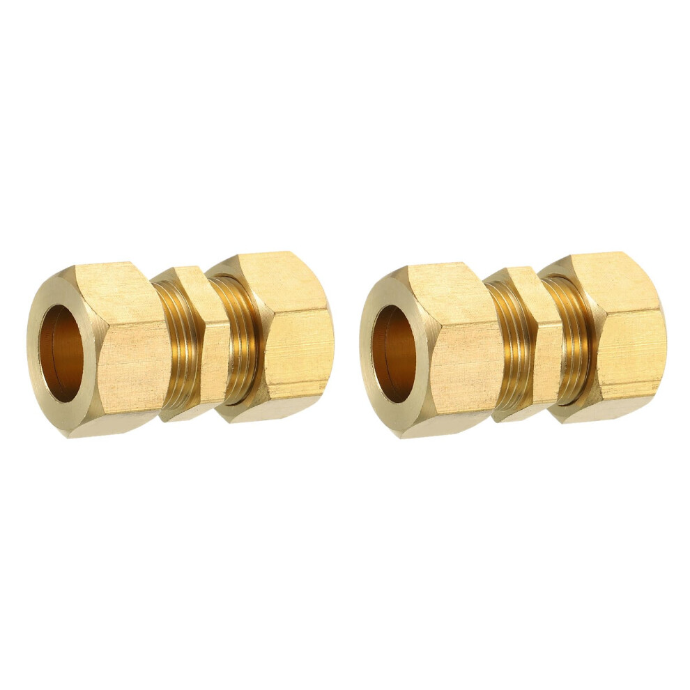 2Pcs 16Mm Brass Compression Tube Fitting Straight Coupling Adapter, Leakproof Pressure Union 9347817101195