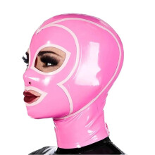 SM Mask Bondage Latex Mask for Role Play and BDSM - Black Rubber Headgear for Men and Women, Erotic Halloween Party Accessory