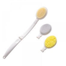 Escova de banho em formato de U para as costas, com cabo longo e cerdas macias para uma limpeza suave. Possui cabo ergonômico e antiderrapante,