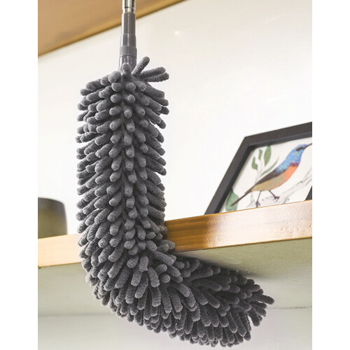 Grey Microfiber Duster For Cleaning, With Detachable Cleaning Brush And Multi-use Functionality, Suitable For Ceilings And Ceiling Lights, Washable 2