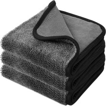 Durable and Reusable Microfiber Drying Towels for Car Washing Mirror Polishing Kitchen Cleaning, Super Absorbent Towels for Hands Hair Face (2 Pack)